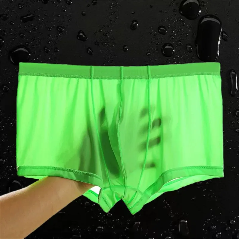 Transparente Boxer Männer Eis Seide Schnell Trocknend Männliche Badehose Sommer Nahtlose Unterwäsche Ultra-dünne Plus Größe Shorts