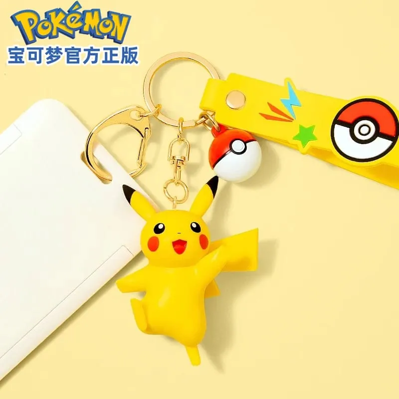 Ægte Pokemon Pikachu nøglering Gengar Morpeko Cubone Snorlax Mimikyu Anime Action Figur Legetøj Nøglering Duftvedhæng Gave