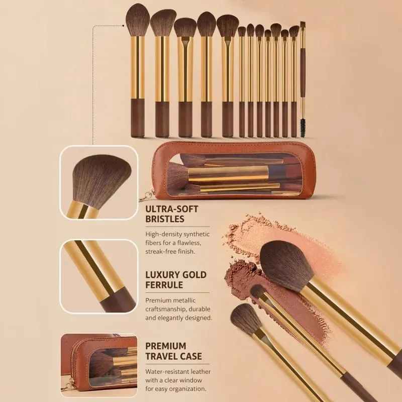 Professional 13Pcs Makeup Brush Set 13 High Precision Brushes with Portable Storage Bag Cosmetic Tools for Foundation Blending