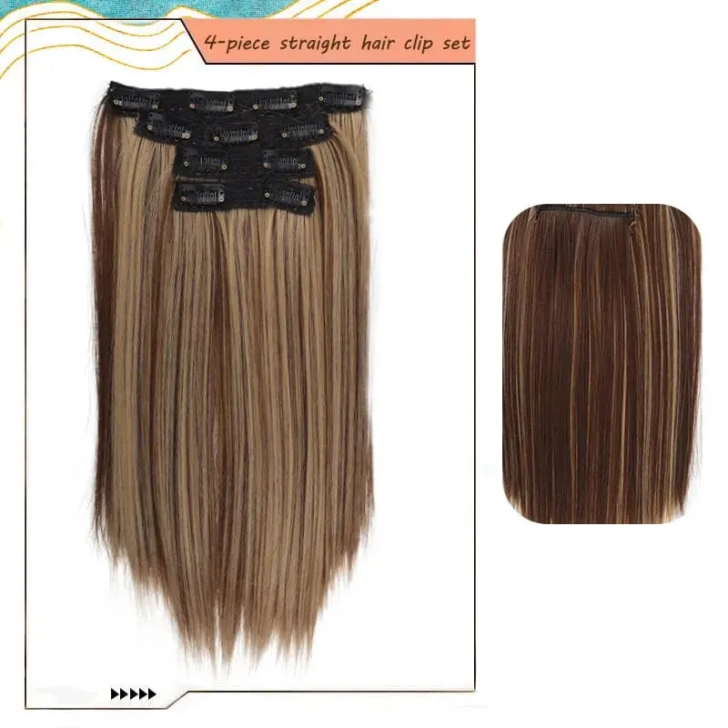 14"Synthetic Thick Clip‑in Hair Extensions 4Pcs Invisible Natural Straight Soft Easy Install For Women Girls Wedding Party Daily — image 10