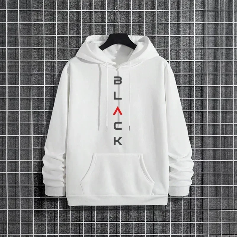 Black Letter Print Hoodies for Man Autumn Winter Hot Sale High Quality Hooded Sweatshirt Home Outdoor Casual Sport Warm Pullover — image 7