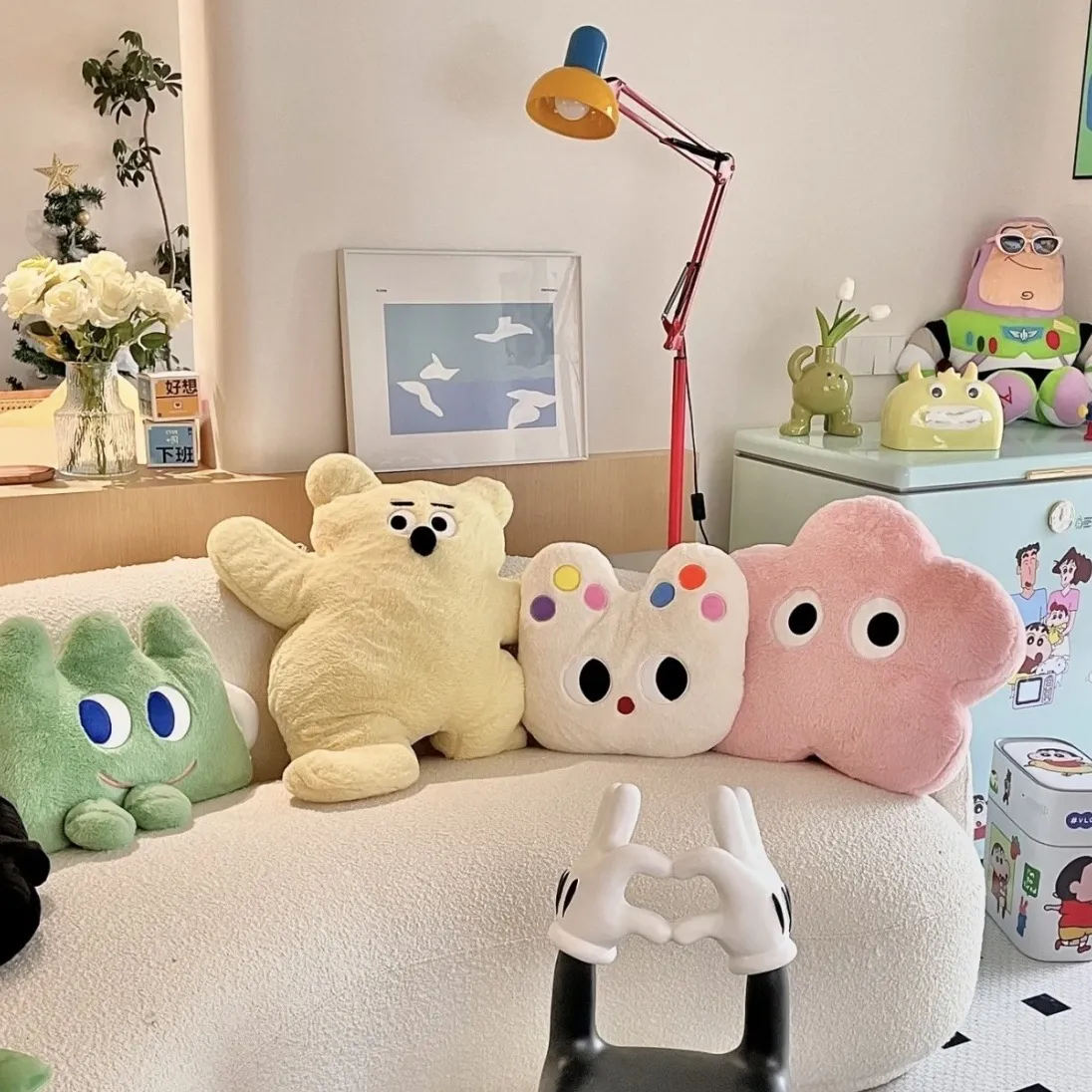 Dekorasi Sofa Bantal Bunga Girly Selebriti Bantal Beruang Kucing Lucu Boneka Hewan Mainan Mewah Kelinci Lingkaran Bunga Pelangi Natal — image 3