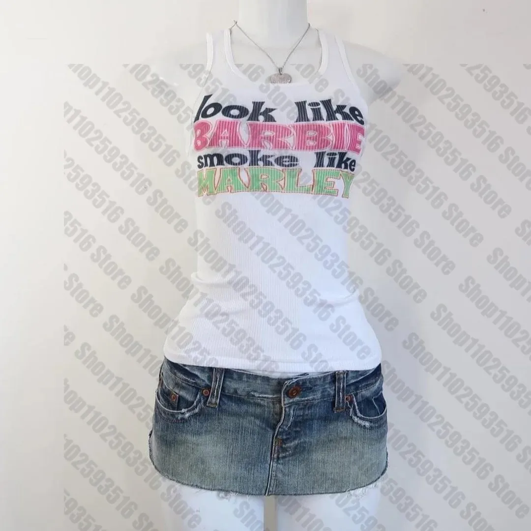 Shoujo Girl Aesthetic Tops for Women Harajuku Trashy Y2k 2000s Crop Top Woman Women's Tanks & Camis Summer Grunge Clothes Y2k