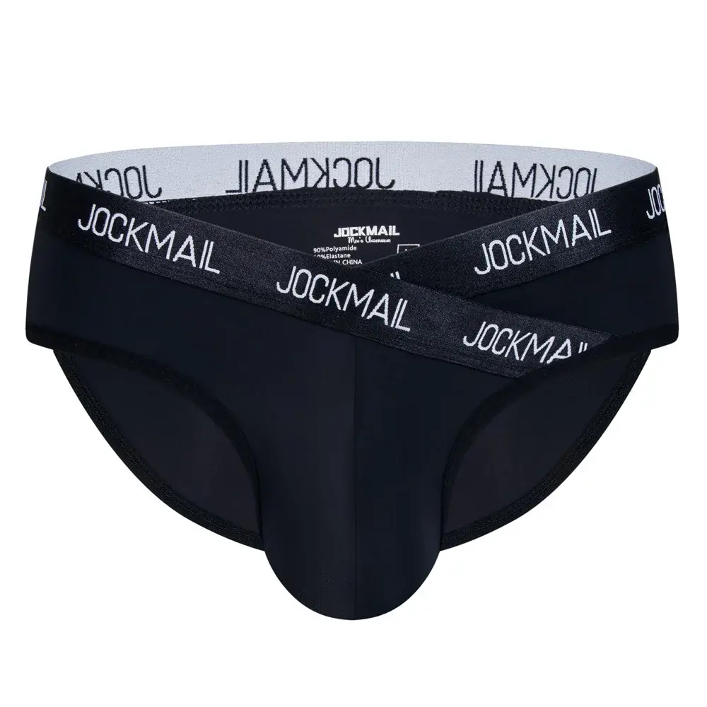 Jockmail Мужское нижнее белье с низкой талией Сексуальные спортивные дышащие летние трусы из ледяного шелка Большая сумка Нейлоновые однотонные мужские трусики — image 23