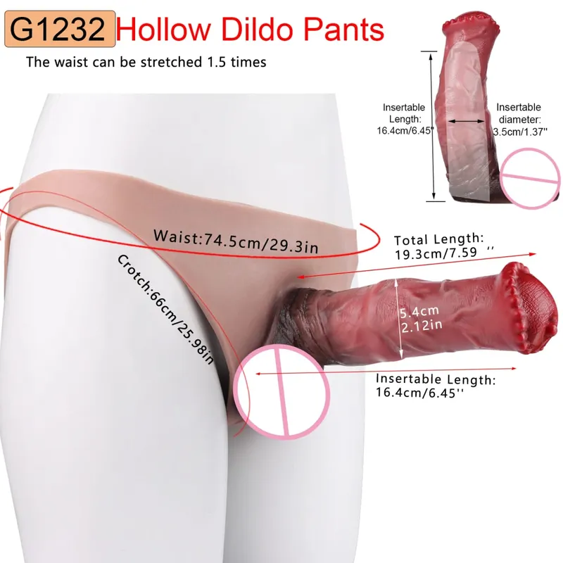 Big Knot Hollow Dildo Pants Adult Men Strap-On Penis Sleeve насадка на член Underwear For Couples Sex Pleasure Erotic Goods — image 8