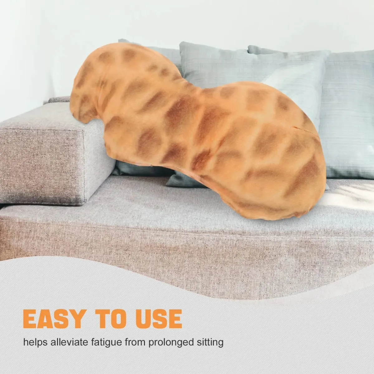 Creative Peanut Shaped Soft Decorative Cushion 45Cm Lumbar Support Pillow for Sofa Bed Office Cute Stuffed Food Shaped Cushion