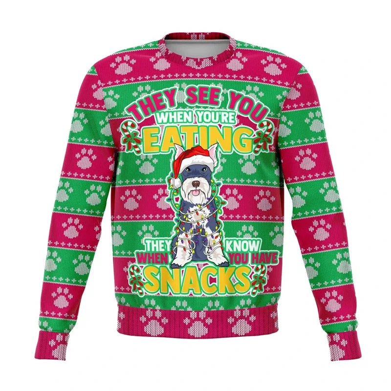 Colorful Dog Cat Pattern Ugly Christmas Sweater For Men 2026 New Year Festival Hoodie Women Merry Christmas Crew Neck Sweatshirt — image 11