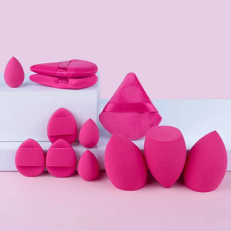 12Pieces Portable Makeup Sponge Set Portable Foundation Cosmetic Puff for Face Concealer Mixing Beauty Sponge Liquid Cream Power
