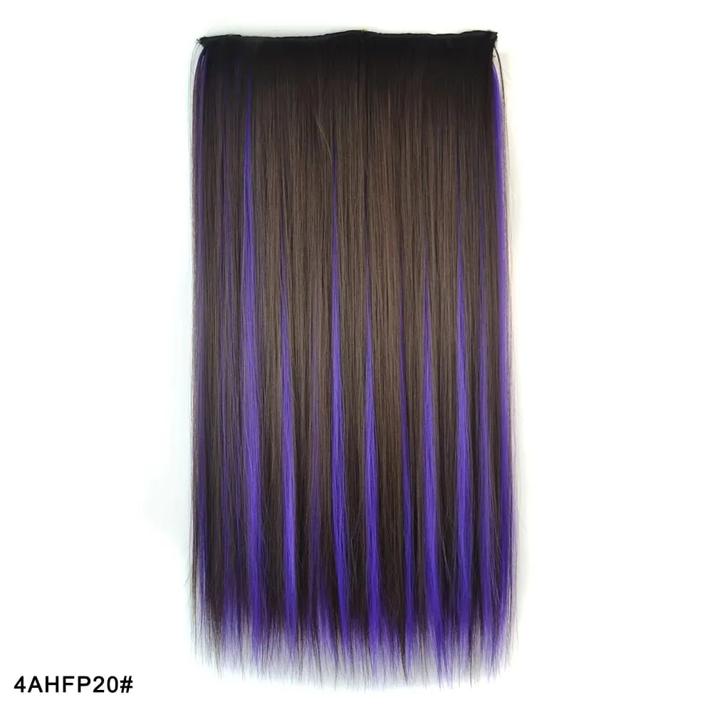 Zolin Straight Hair Clip In Hair Extension Rainbow Colorful Ombre Color One Piece With 5Clips Synthetic Cosplay Hairpieces — image 28