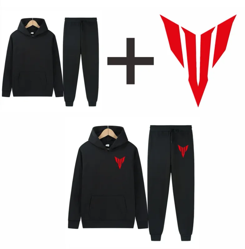 Men's Autumn/Winter New Solid Color Hoodie + Pants Two-Piece Set, Stylish Casual Sports Suit with Custom Printed Logo — image 4