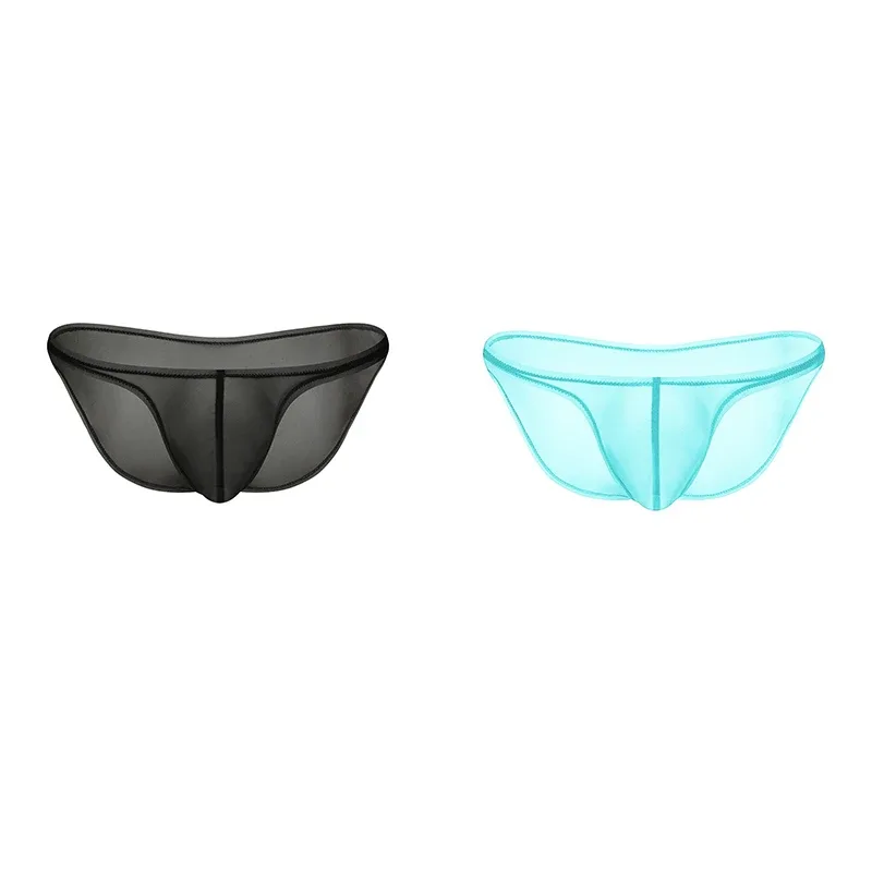 Men's Underwear Delicate Ice Silk Transparent Triangle Panties Personality Low Waist Briefs — image 16