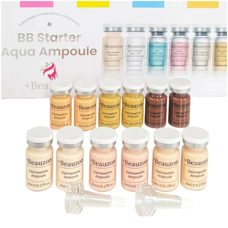8ml BB Cream Hyaluronic Acid Facial Glow Serum Ampoule Essence Peptide Moisturizing Foundation Skin Rejuvenation Care Beauzon