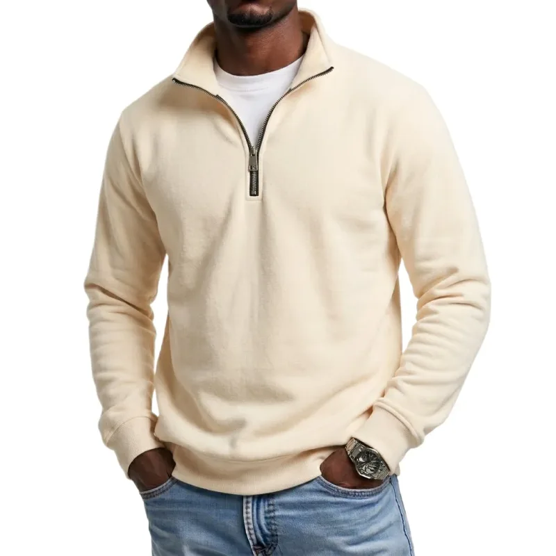 Outdoor Men Zipper Sweatshirts Spring Quarter Zip Pullover Half Zipper Hoodie for Men Gym Man Autumn Solid Men's Sweatshirt Coat — image 7