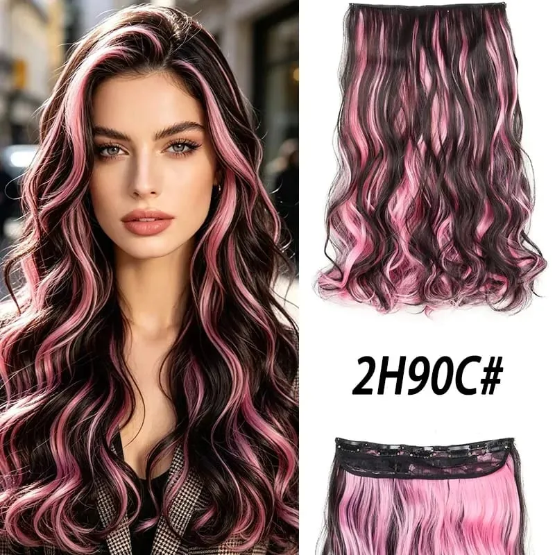 Synthetic 5 Clips in Hair Extensions Body wave Natural Hair Fake False Hair Piece Extentions For Women And Girl halloween wig — image 12