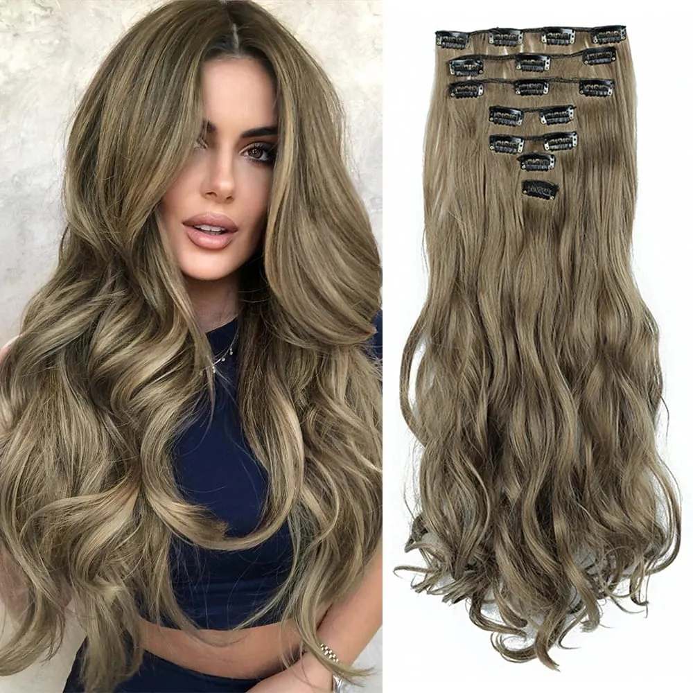 Synthetic Clip in Hair Extensions Purple hairpieces 7pcs/set 22inch Thick Hair for Women Girls Daily Party Cosplay — image 15