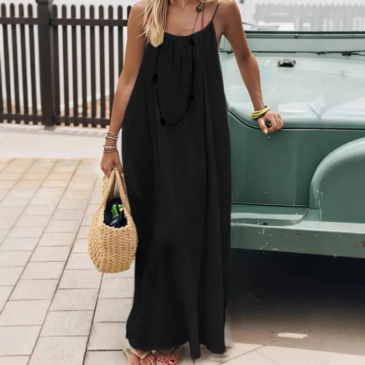 Women Sundress Summer Sexy Backless Loose Slip Beachwear Holiday Long Maxi Party Dresses WXFZ-5188 — image 4