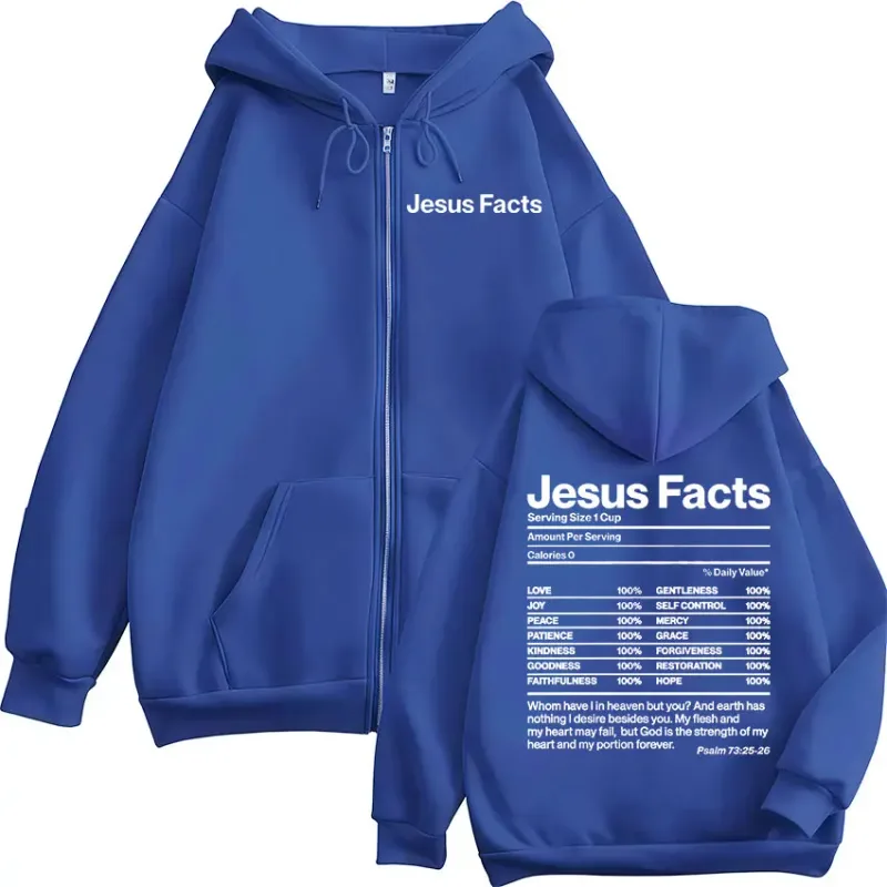 Christian Jesus Facts Bible Verse Zipper Hoodies Men Women Clothing Fashion Hip Hop Zip Up Sweatshirts Oversized Fleece Pullover — image 4