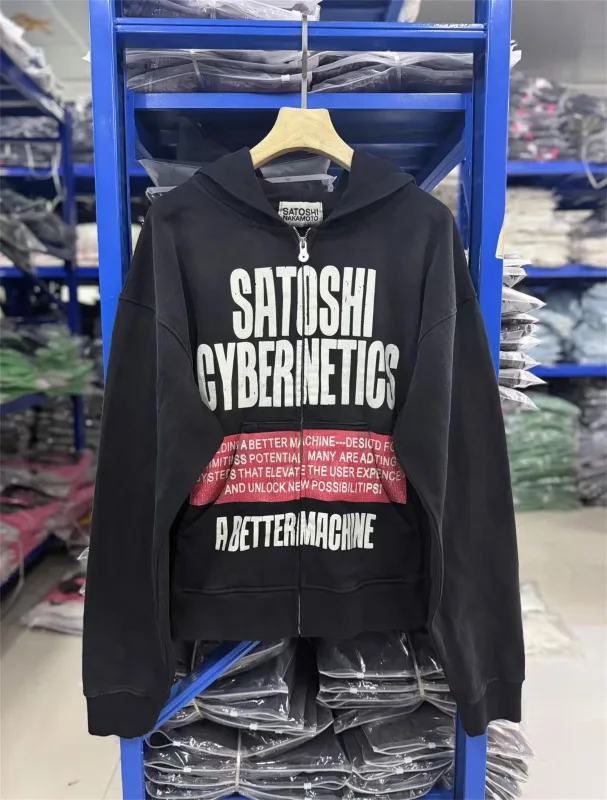 Street Brand 26SS“Cybernetics" Distressed Washed Old Zipper Cotton Winter High-Street Hoodies Sweater For Men — image 8