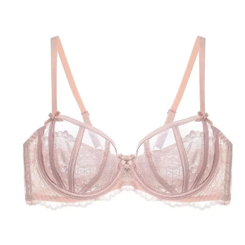 Sexy French Lace Push Up Bra Set Women Bunny Ears Lingerie Demi Cup Half Bra Lightweight Underwear Summer 32-38AB lingerie set — image 3