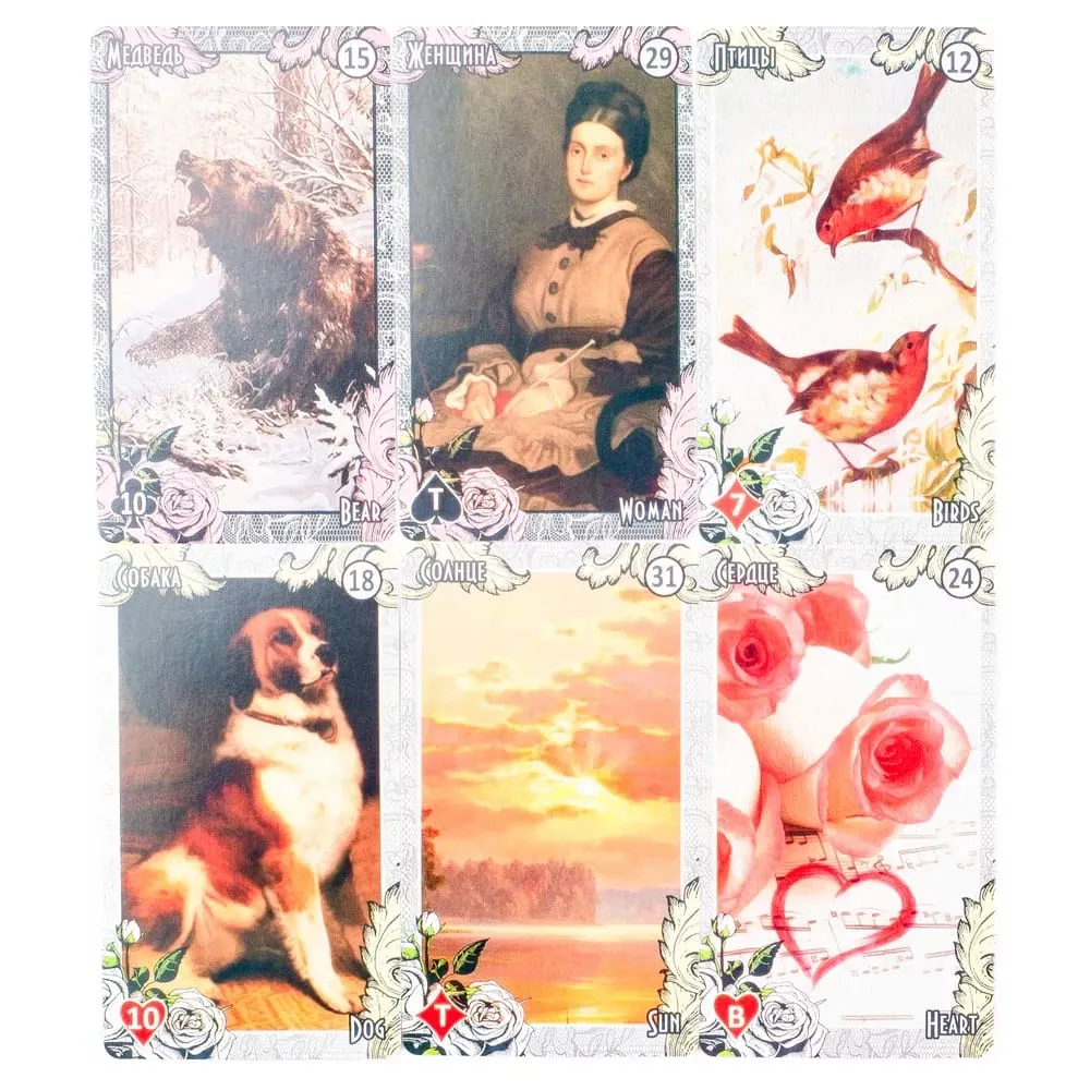 72 قطعة ЛЕНОРМАН ВИНТАЖНЫЙ СТИЛЬ LENORMAND أوراكل الروسية رؤى التارو العرافة مصير لوح ظهر المركب بطاقة الألعاب لحفلة الأسرة — image 6