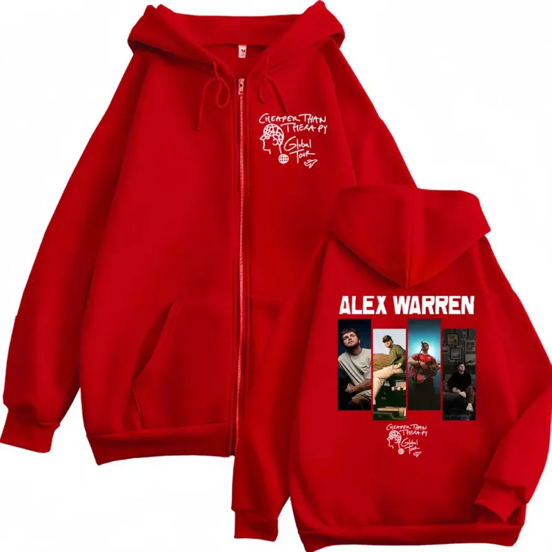 Alex Warren Live Tour 2026 Album Cover Hoodie Men Women Vintage Zipper Hoodies Oversized Comfort Zip Up Sweatshirts Coats Jacket — image 5
