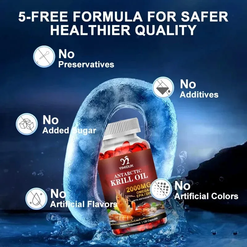 Buy 2 Get 2 Free! Krill Oil 2000mg Capsules Support Heart & Joint Health Brain Eye & Anti-Inflammatory GMP Certified Vegan