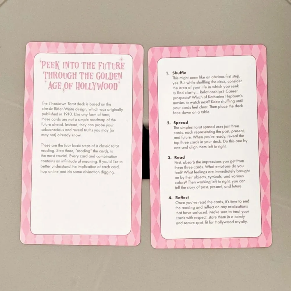 Tinseltown Tarot in Rigid Box Pink Vintage Hollywood Inspired Deck 78 Illustrated Cards 12*7cm — image 6