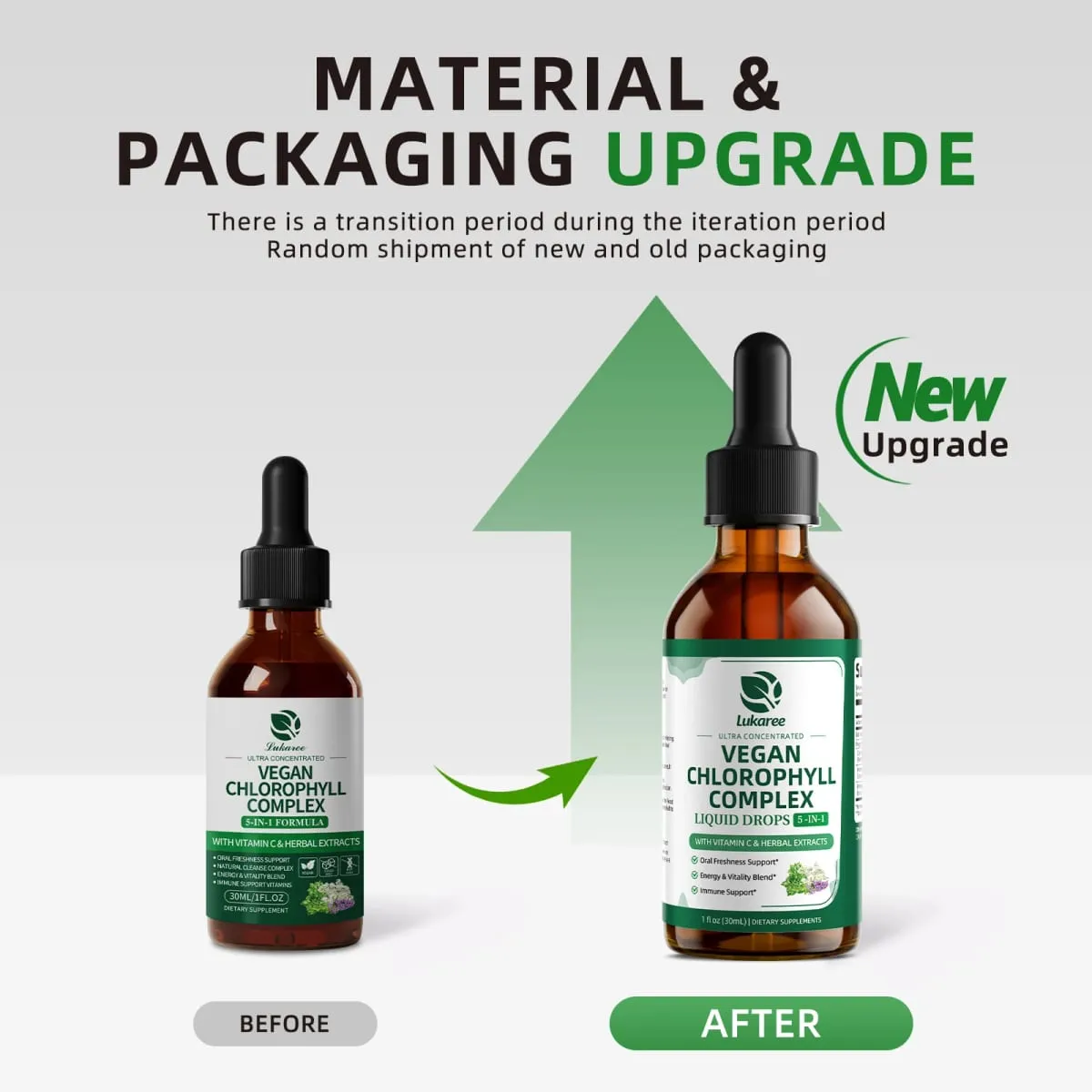 Lukaree 30ML Chlorophyll Liquid Drops Supports Natural Cleansing & Immune Internal Deodorant Skin & Gut Health Vegan Sugar-Free