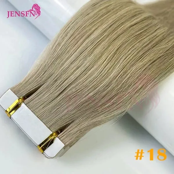 Tape In Hair Extension 100% Real Human Hair Straight Hair Seamless Invisible Skin Weft Remy Tape Ins Brown Blonde Womem — image 13