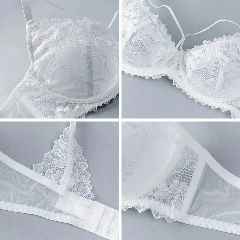 L'bellagiovanna Plus Size Minimizer Bra Set Strappy Caged Lace Lingerie Embroidery Sheer Mesh Bralette Underwire Unlined Bra B-E — image 5