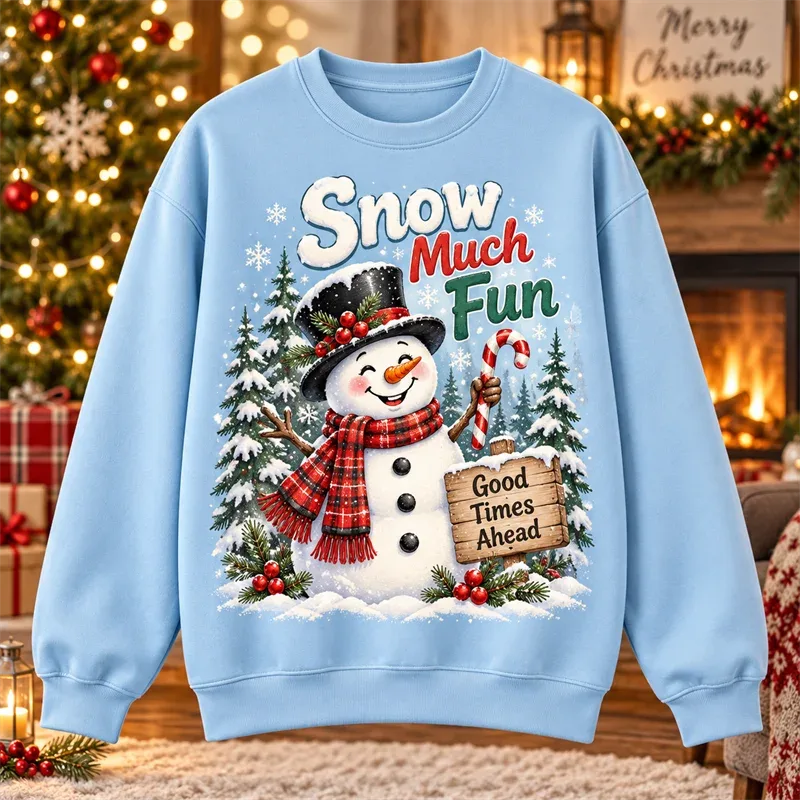Christmas Crewneck Sweatshirt Santa Snowman Penguin Cat Dog Moose Holiday Graphic Pullover Winter Casual Party Streetwear Top — image 3
