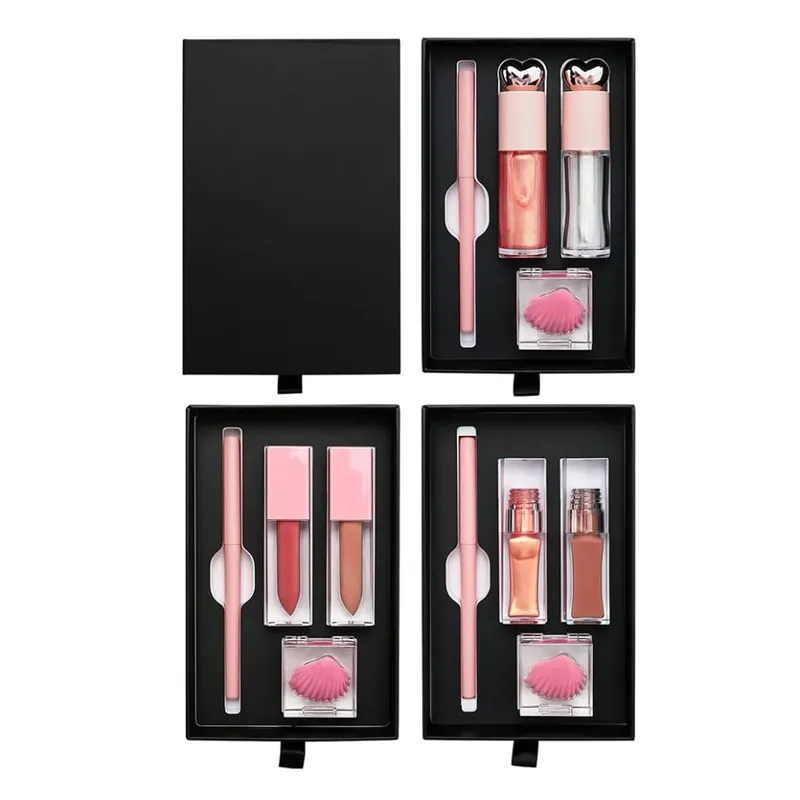 4pcs/kit Vegan Makeup Lip Gloss Matte Lipstick Lip Liner Lip Mask Set Private Label Custom Logo Wholesale — image 1