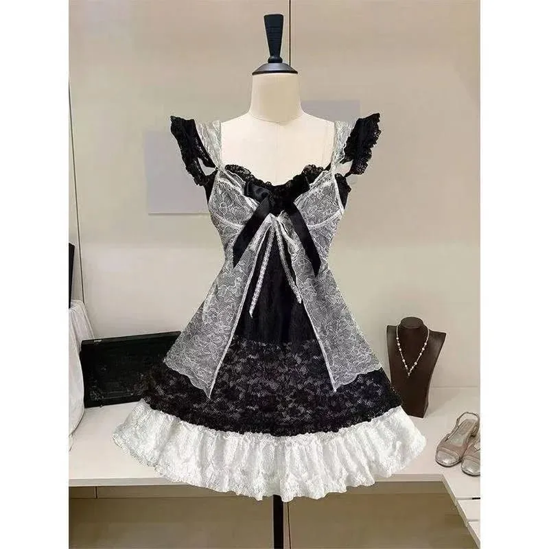 Gothic Retro Sweet Bud Mini Dress Women Harajuku Y2k Strap Dress Y2K Aesthetic Club Party Fashion Outfits — image 8