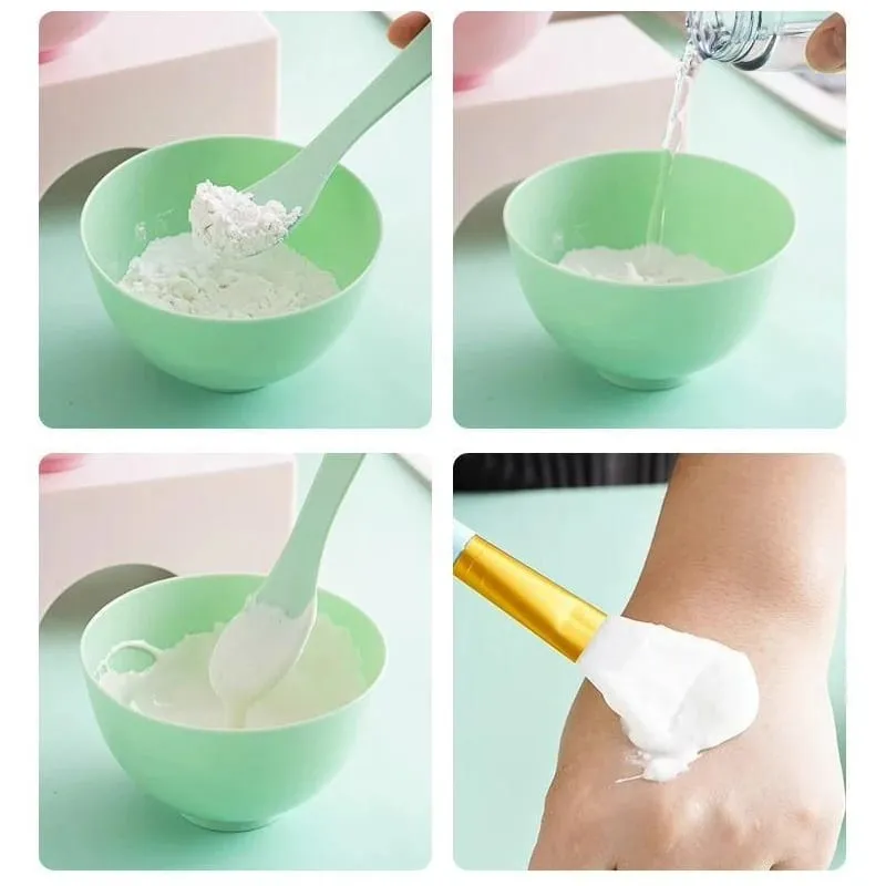Face Mask Mixing Bowl Set 5pcs DIY Facemask Mixing Tool Kit Facial Mask Bowl Stick Spatula Silicone Soft Face Brushes Spoons — image 2