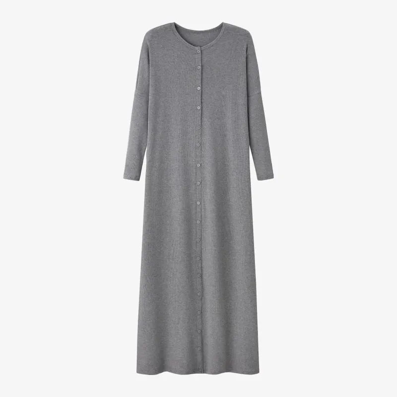AS SS26 summer loose style button dress comfortable ribbing fabric dress o-neck lady clothes — image 9