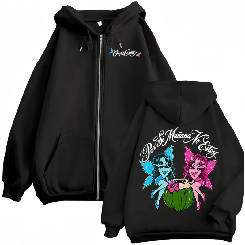 Omar Courtz Por Si Manana No Estoy Tour 2026 Merch Zipper Hoodies Men's Fashion Punk Harajuku Sweatshirt Jacket Coats Streetwear — image 1