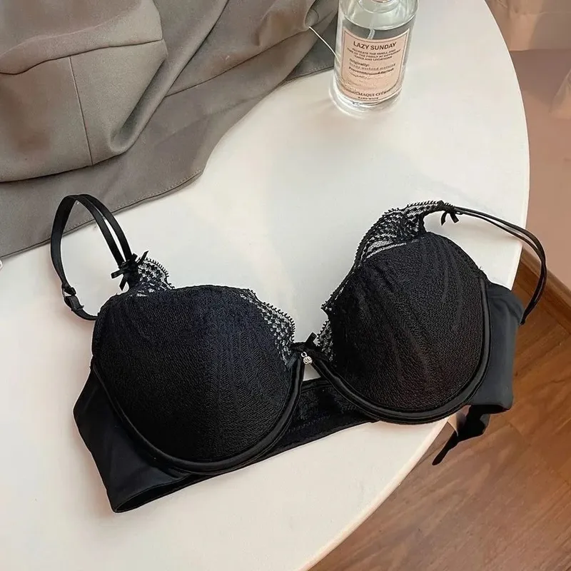 Ladies 2 Pieces Lace Underwear Suit Pure Desire Deep V Low Neck Thin Strap Soft Underwire Push Up Bra Briefs Sexy Lingerie 32‑38 — image 7