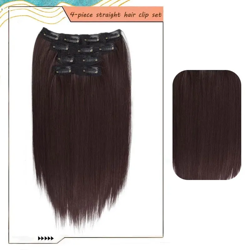 14"Synthetic Thick Clip‑in Hair Extensions 4Pcs Invisible Natural Straight Soft Easy Install For Women Girls Wedding Party Daily — image 9