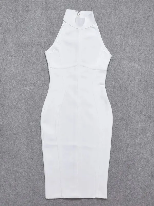 Sexy Summer Elegant Dress Elastic White Solid Stretched Empire Bodycon Dress 2024 Women Fashion Party Dress XL Wholesale — image 8