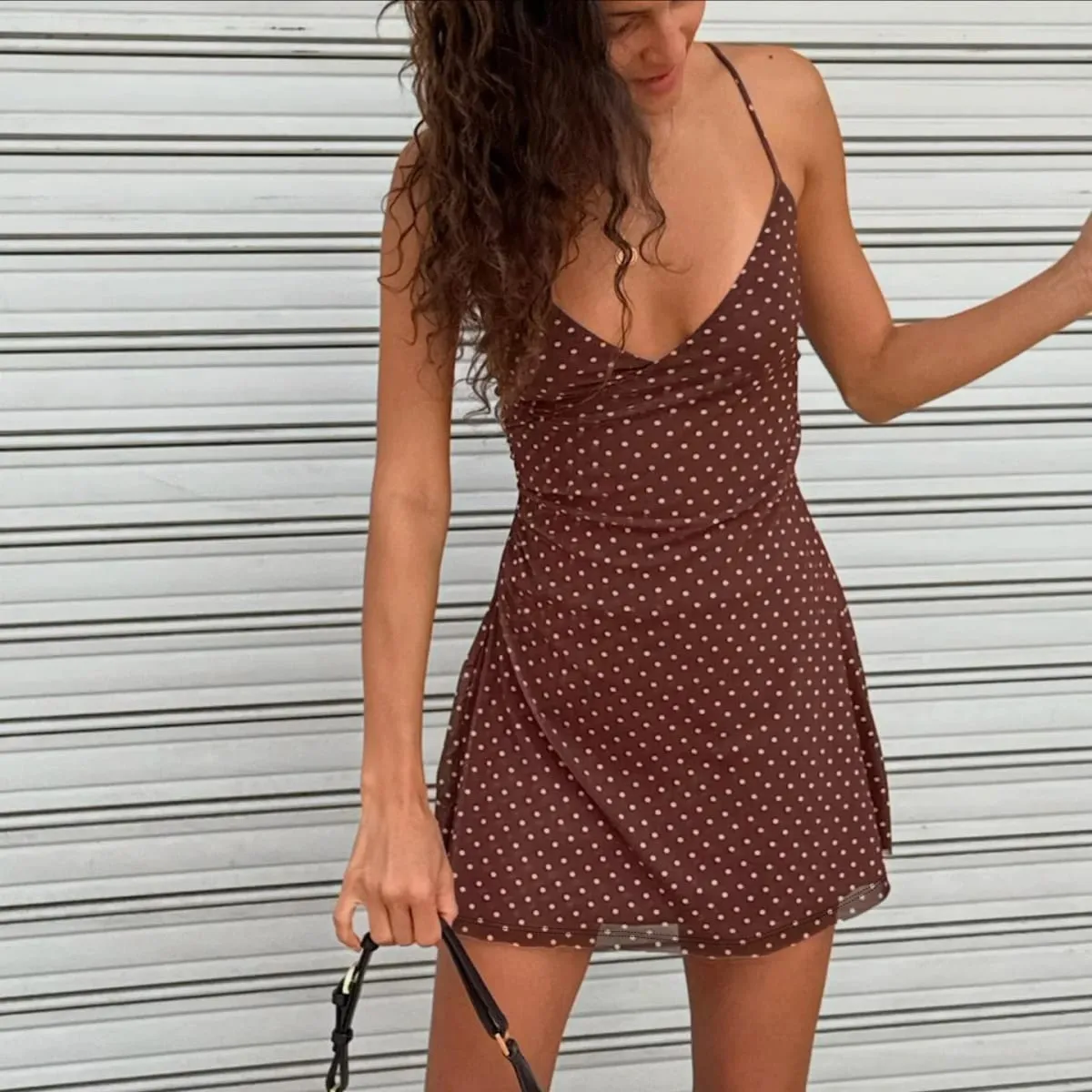 Y2k Vintage Slim Summer Women Sweet Ladylike Fashion Street Woman Dot Print Casual Simple Basic Sleeveless Dresses Female Chic