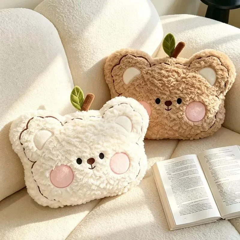 40cm Teddy Bear Head Plush Pillow Cute Bear Face Throw Pillow Soft Fluffy Stuffed Cushion Sofa Bedroom Home Decor Gift