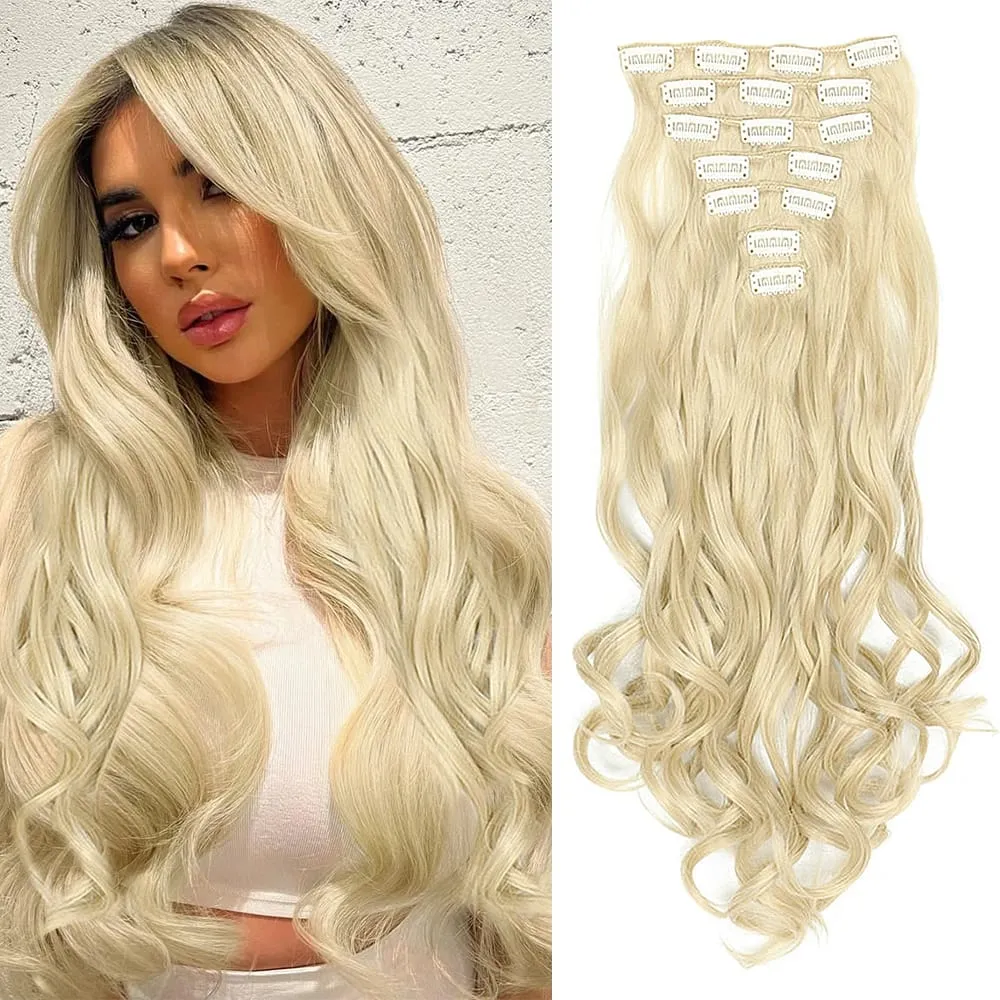 Synthetic Clip in Hair Extensions Purple hairpieces 7pcs/set 22inch Thick Hair for Women Girls Daily Party Cosplay — image 33