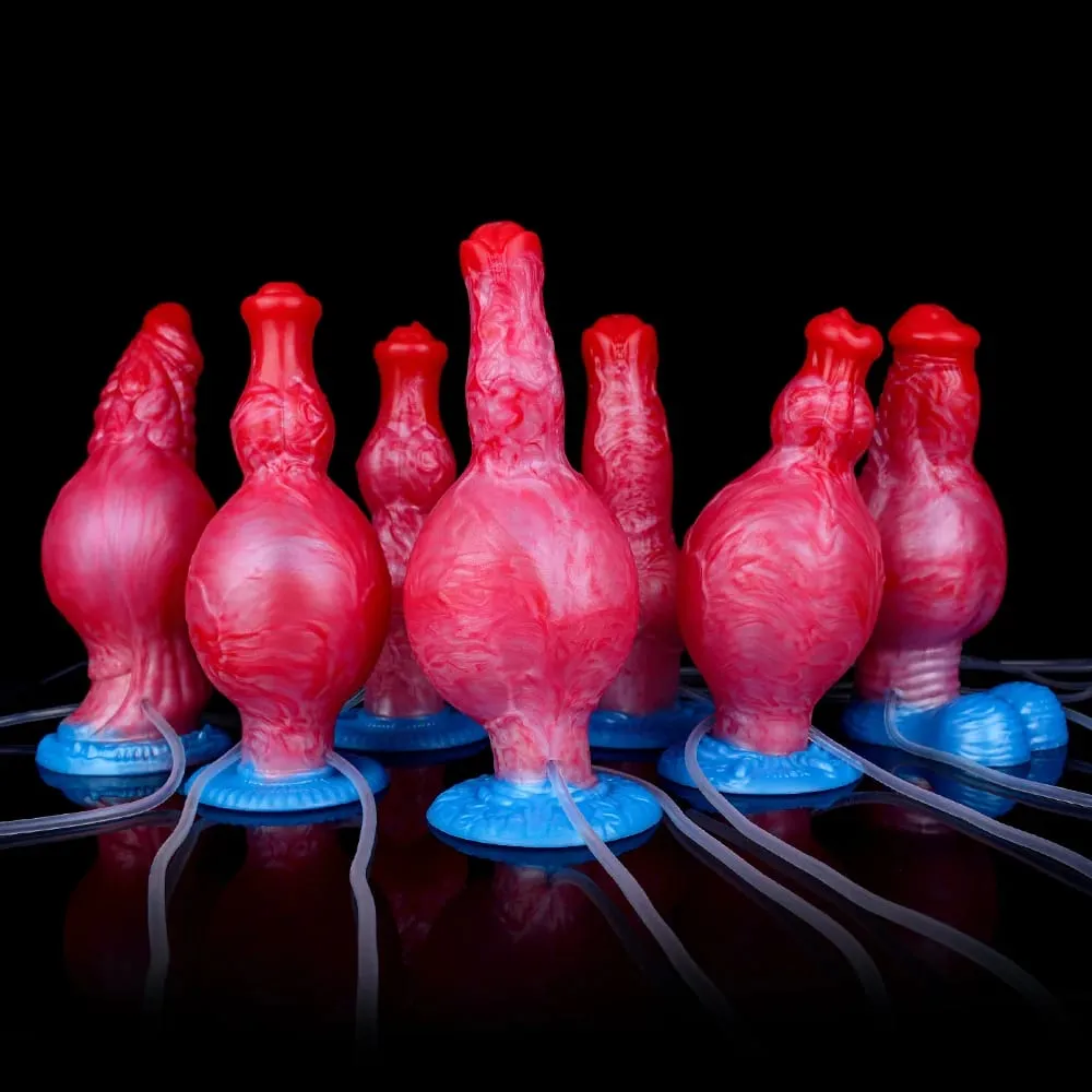 Silicone gonfiabile eiaculazione nodo dildo circonferenza regolabile schizzi fantasia cavallo pene giocattoli adulti del sesso dilatatore anale