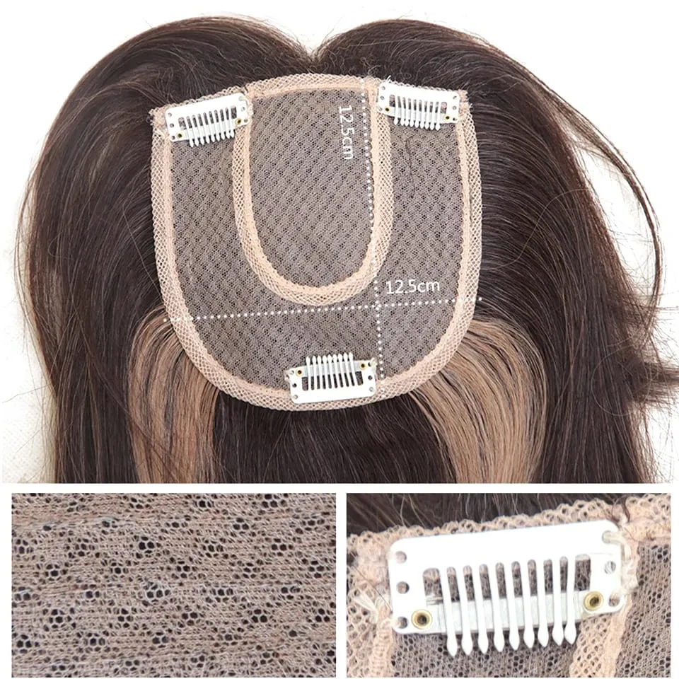 Synthetic Topper for Women Middle-Part Bangs Top Clip Topper Hair Extensions Cover Thinning Hair Grey Hair Increase Volume — image 2