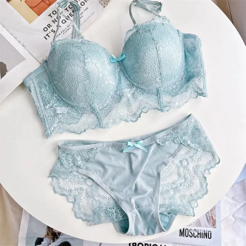 Plus Size Womens Lace Bra and Panty Set Push Up Supportive Full Coverage Side Smoothing Lingerie Underwear for Curvy Women Daily — image 3