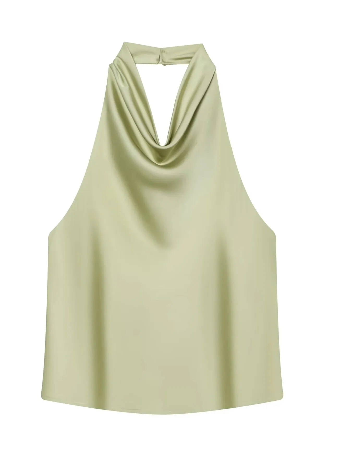 Women's Tanks Halter Top Women Sleeveless Green Crop Tops Summer Satin Party Evening Top Backless Sexy White Black Top — image 16