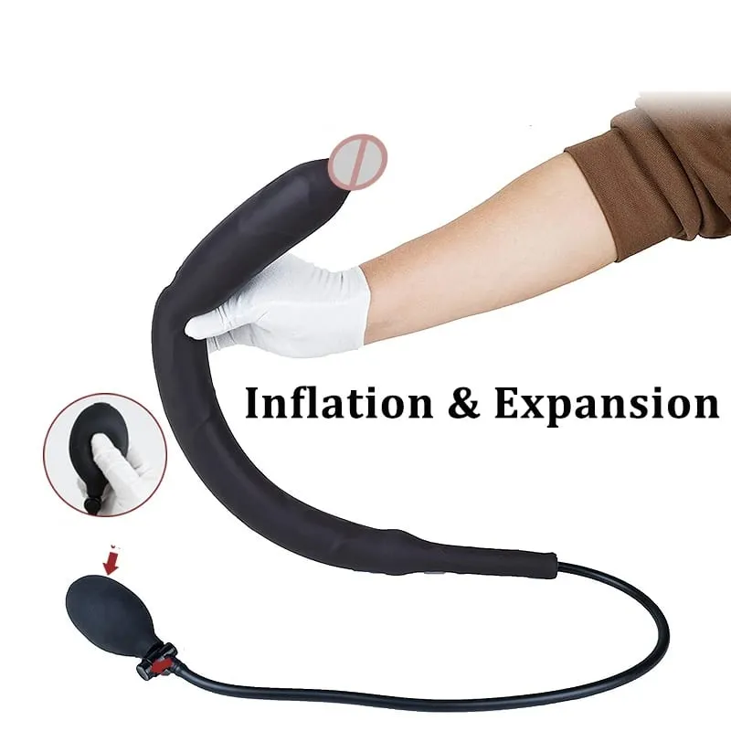 New Super Long Inflatable Expansion Dildo Butt Plug Deep Penetration Prostate Massage Big Dick Plug Anal Sex Toys For Men Women — image 2