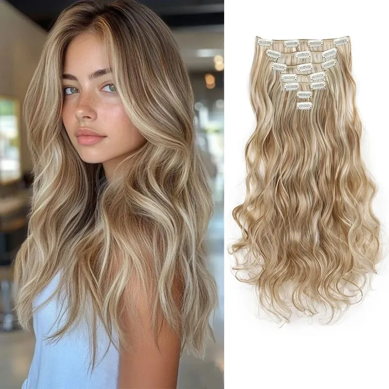 20Inch Synthetic Long Curly Clip In Hair Extensions Heat Resistant Fluffy Hairpiece for Women Daily Party Use — image 12