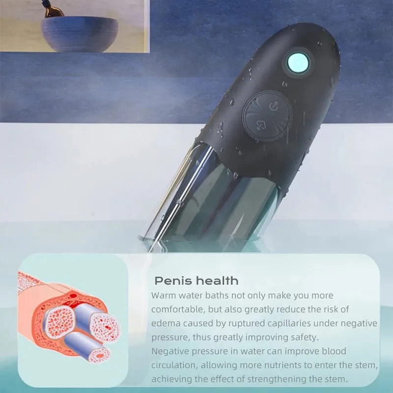 Electric Penis Pump Water Bath Penis Massage Enlarger Enlargement Vacuum Pump Penile Bigger Thicken Trainer Sex Toys for Men — image 4
