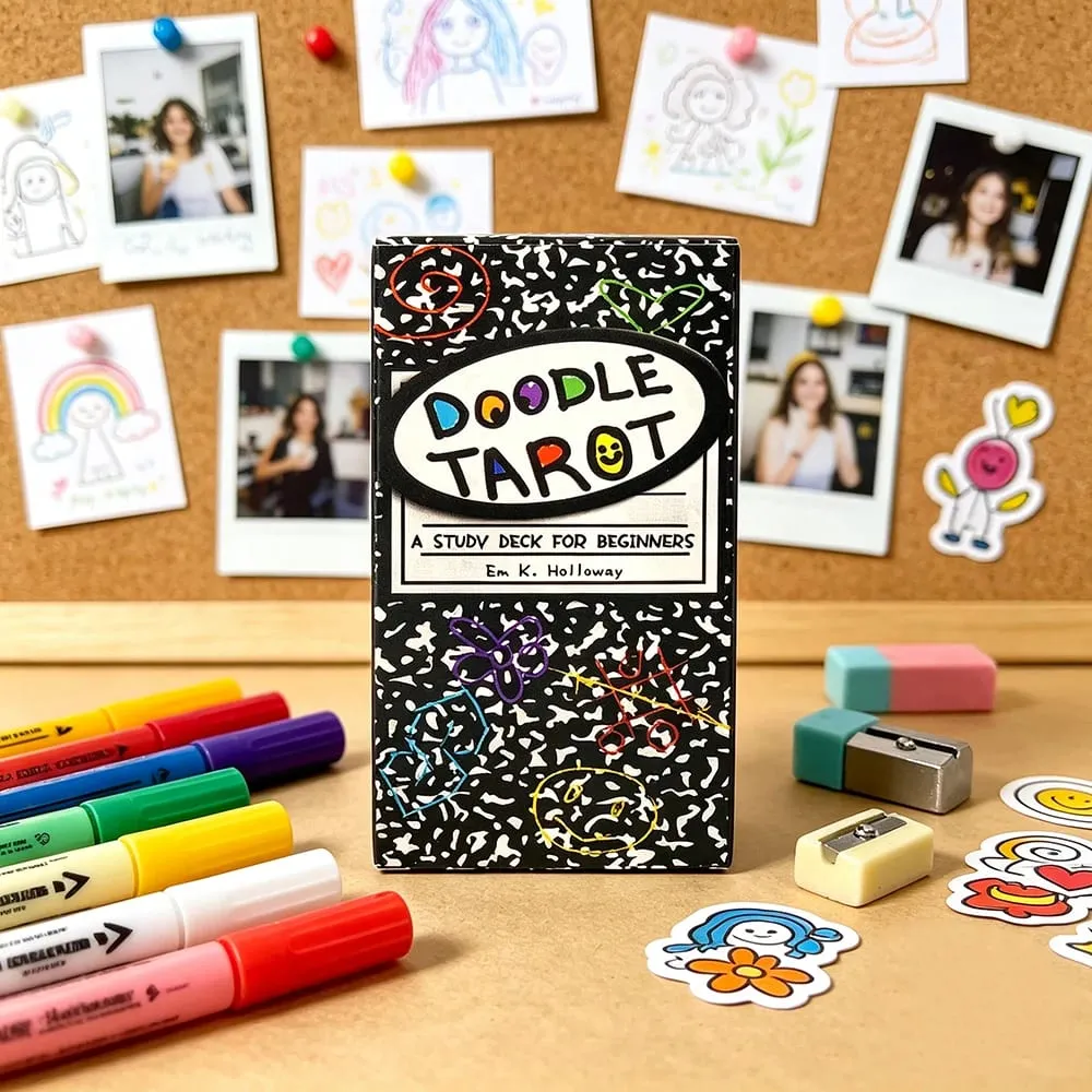 Doodle Tarot Cards 78 Version anglaise Divination Borad Games Jeu de cartes mignon dessiné à la main pour les débutants et la lecture spirituelle